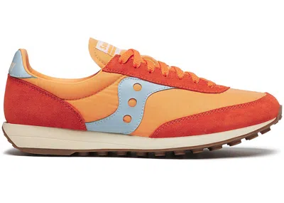 Pre-owned Saucony Men's  Trainer 80 Sneakers In Orange/sky Blue