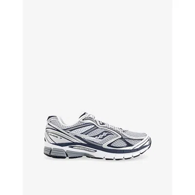 Saucony Mens Progrid Guide 7 Woven Trainers Fog Naval In Gray