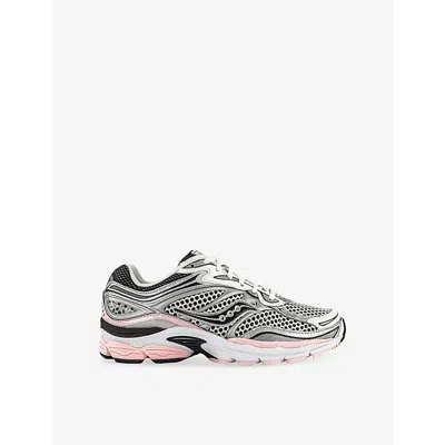 Saucony Mens Silver Pink Progrid Omni 9 Woven Trainers In Gray
