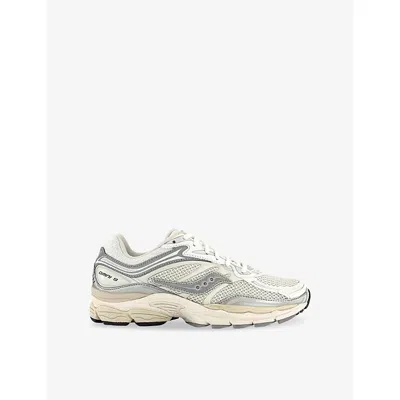 Saucony Mens White Silver Progrid Omni 9 Woven Trainers In Animal Print
