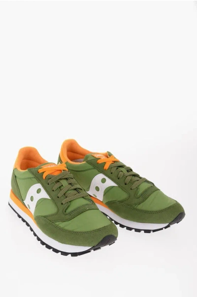 Saucony Nylon And Suede Low-top Sneakers With Two-tone Sole In Green