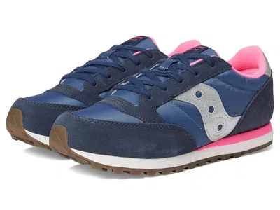 Saucony Originals Jazz Original (little Kid/big Kid) Kid's Shoes Navy/silver/pink : 2.5 Little Kid M, Textil In Multi