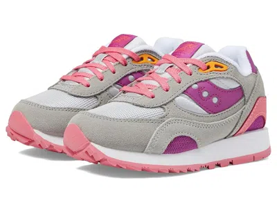 Saucony Originals Shadow 6000 (little Kid/big Kid) Kid's Shoes Grey/purple/coral : 5 Big Kid M, Suede In Multi