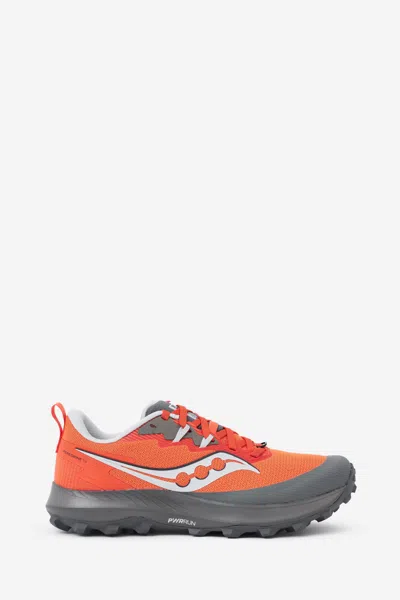 Saucony Peregrine 14 Rubber-trimmed Mesh Trail Trainers In Orange