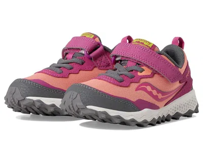 Saucony Peregrine Shield Kdz A/c Sneakers (little Kid/big Kid) Kid's Shoes Berry/coral : 11 Little Kid M, Le In Pink