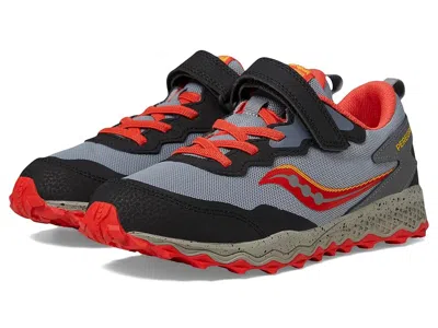 Saucony Peregrine Shield Kdz A/c Sneakers (little Kid/big Kid) Kid's Shoes Grey/red/yellow : 12 Little Kid W In Multi