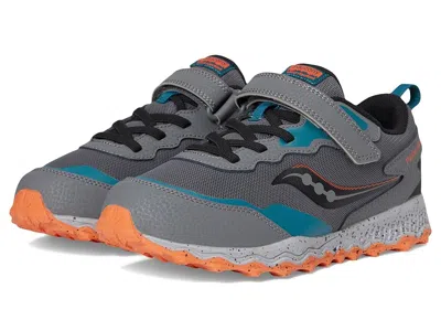 Saucony Peregrine Shield Kdz A/c Sneakers (little Kid/big Kid) Kid's Shoes Grey/teal : 12 Little Kid M, Leat In Gray