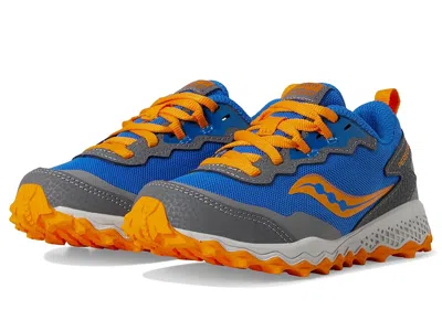 Saucony Peregrine Shield Kdz Sneakers (little Kid/big Kid) Kid's Shoes Blue/orange : 5.5 Big Kid W, Leather