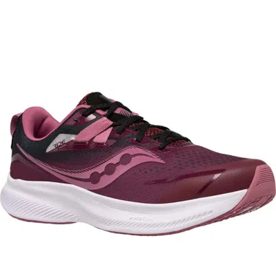 Saucony Ride 15 Sk1660-72 Sneakers Kids Dark Red Running Shoes Htat1258 In Burgundy
