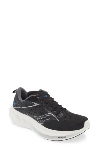 Saucony Ride 17 Running Shoe In Black/ White