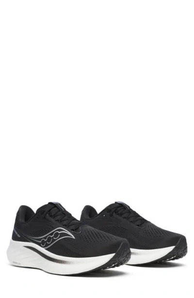 Saucony Ride 18 Running Shoe In Black/white