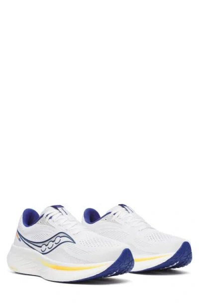Saucony Ride 18 Running Shoe In White/azurite