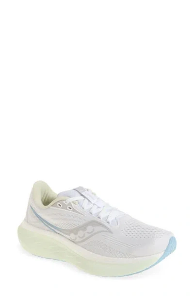 Saucony Ride 18 Running Shoe In White/lett