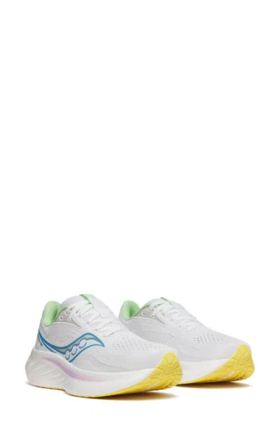 Saucony Ride 18 Running Shoe In White/verbana