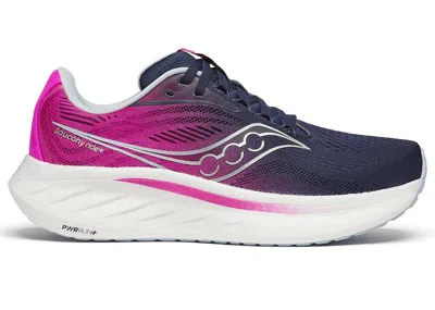 Pre-owned Saucony Ride 18 (women's) Sneakers In Navy Blue/fuchsia