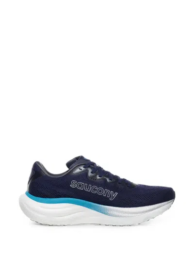 Saucony Sleek Dark Navy Athletic Sneakers With Gradient Detailing In Black