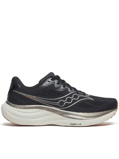 Saucony Black Mesh Athletic Sneakers With Cushioned Sole