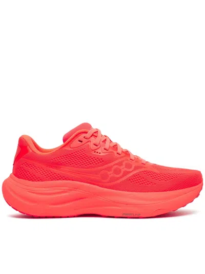 Saucony Streamlined Athletic Sneakers With Breathable Mesh Upper In Red