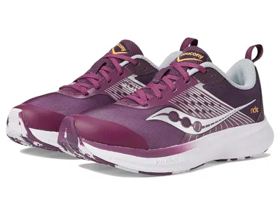 Saucony Ride Kdz (little Kid/big Kid) Kids Shoes Plum/white : 3.5 Big Kid M, Textile In Purple