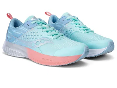 Saucony Ride Kdz (little Kid/big Kid) Kids Shoes Teal/periwinkle : 1 Little Kid M, Textile