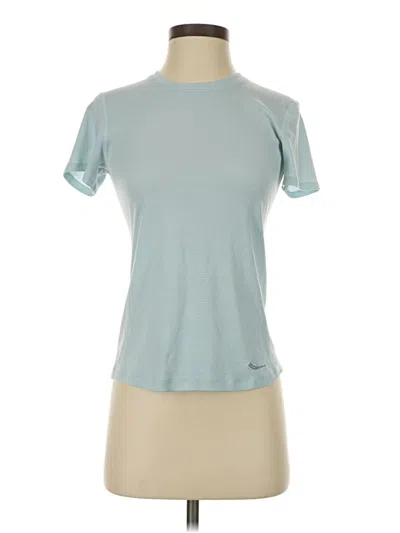 Pre-owned Saucony Short Sleeve Top Teal Crew Neck Tops