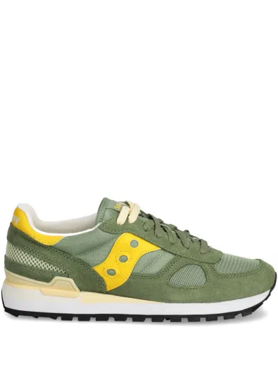 Saucony Suede-panelled Sneakers In Green