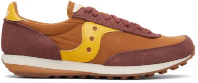 Saucony Tan & Burgundy Trainer 80 Sneakers In Brown
