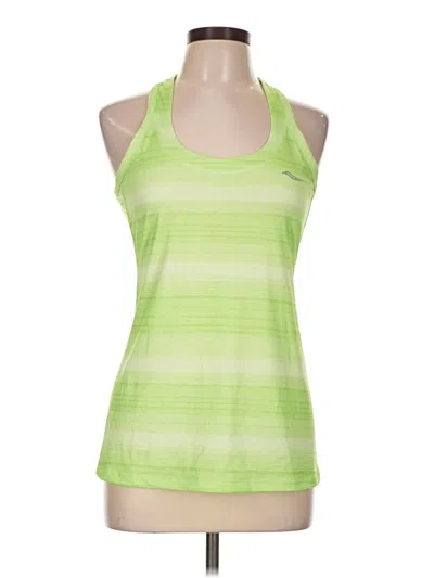 Pre-owned Saucony Tank Top Green Halter Neckline Tops