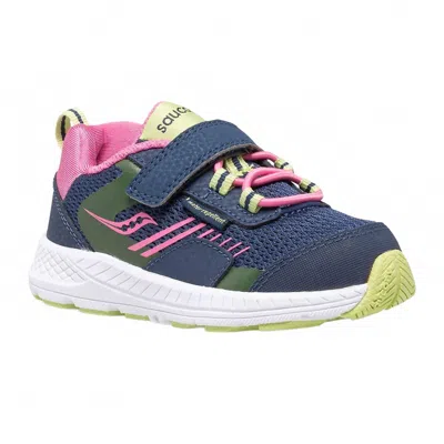 Saucony Kid's Wind Sneakers In Shield Navy/pink In Blue