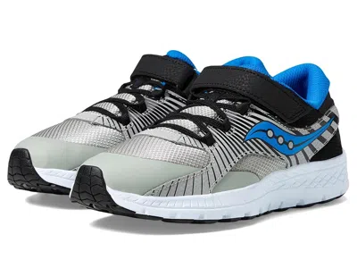 Saucony Velocer A/c Sneaker (little Kid/big Kid) Kid's Shoes Grey/black/blue : 13 Little Kid M, Textile/leat In Multi