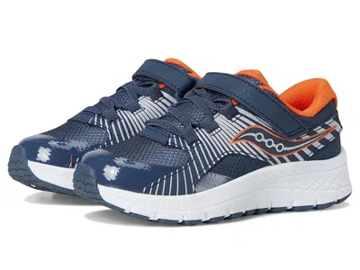 Saucony Velocer A/c Sneaker (little Kid/big Kid) Kid's Shoes Navy : 1 Little Kid W, Textile/leather In Black