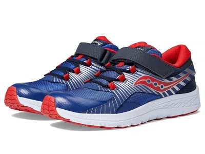 Saucony Velocer A/c Sneaker (little Kid/big Kid) Kid's Shoes Navy/red : 1 Little Kid M, Leather/textile In Blue