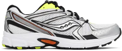 Saucony White & Silver Grid Ride Millennium Sneakers In White/multi/volt