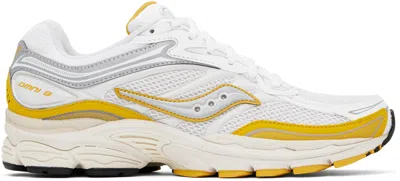 Saucony White & Yellow Progrid Omni 9 Tmy Sneakers In Ivory/pollen
