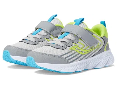 Saucony Wind 3.0 Alternative Closure (little Kid/big Kid) Kid's Shoes Grey/green : 13.5 Little Kid W, Leathe In Gray