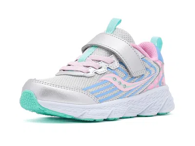 Saucony Wind 3.0 Alternative Closure (little Kid/big Kid) Kid's Shoes Silver : 1 Little Kid M, Leather/texti In Multi