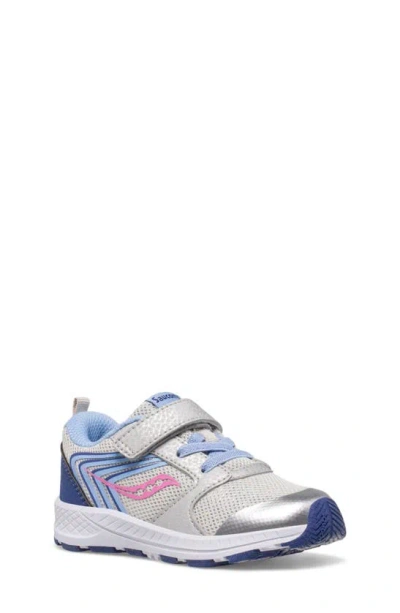 Saucony Kids' Wind Fst Jr. Sneaker In Silver/ Blue/ Pink