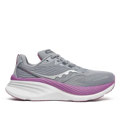 Saucony Women's Hurricane 24 Running Shoes In Flint/viola In Gray