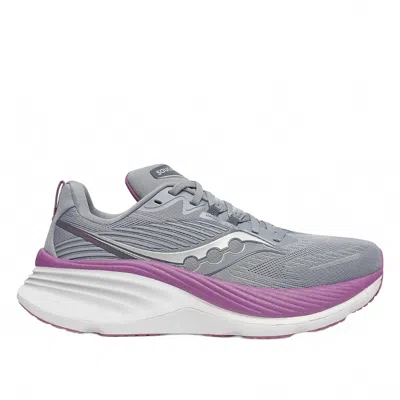 Saucony Women's Hurricane 24 Wide Running Shoes In Flint Viola In Gray