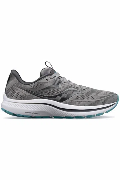 SAUCONY WOMEN OMNI 21 RUNNING SHOES - WIDE IN ALLOY/RAINFALL