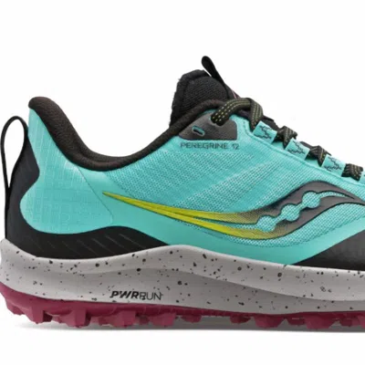 Saucony Women's Peregrine 12 Sneaker In Cool Mint / Acid In Blue