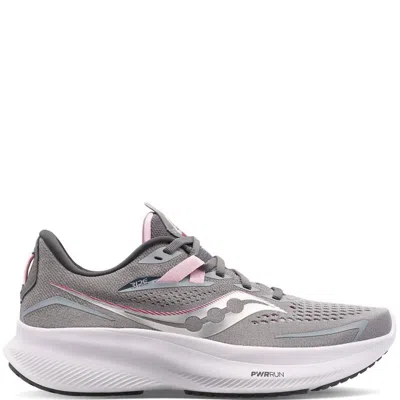 Saucony Women's Ride 15 Running Shoes - B/medium Width In White In Grey
