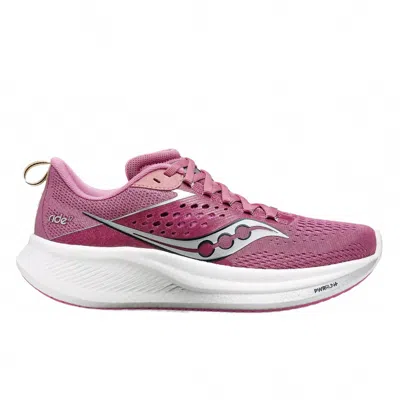 Saucony Women's Ride 17 Running Shoe In Orchid/silver In Pink