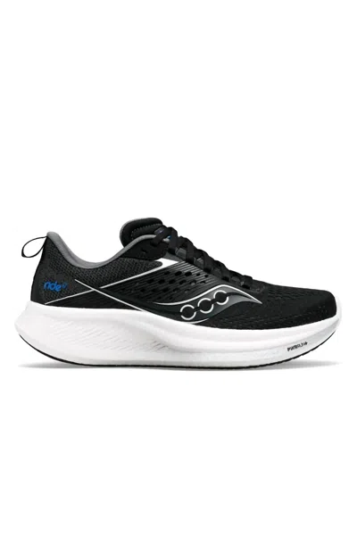 SAUCONY WOMEN'S RIDE 17 WIDE SHOES IN BLACK/WHITE