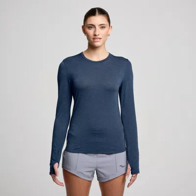 Saucony Women's  Stopwatch Long Sleeve Navyheather In Blue