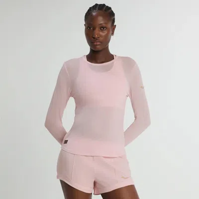 Saucony Women's  Stopwatch Long Sleeve Silkheather In Pink