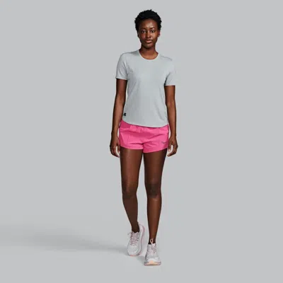 Saucony Women's  Stopwatch Short Sleeve Lightgreyheather In Gray