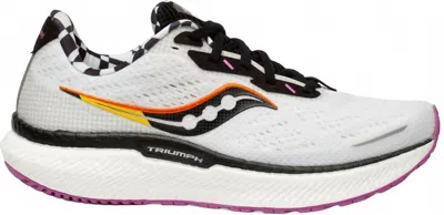 Saucony Women's Triumph 19 Running Shoes In Check White/black/yellow/orange