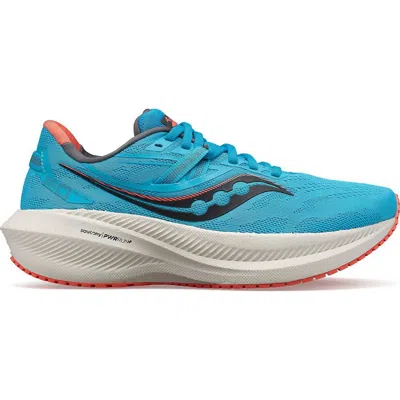 Saucony Women's Triumph 20 Running Shoes - B/medium Width In Ocean/coral In Blue