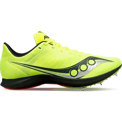 Saucony Women's Velocity Mp Spikes Shoes In Citron/black
